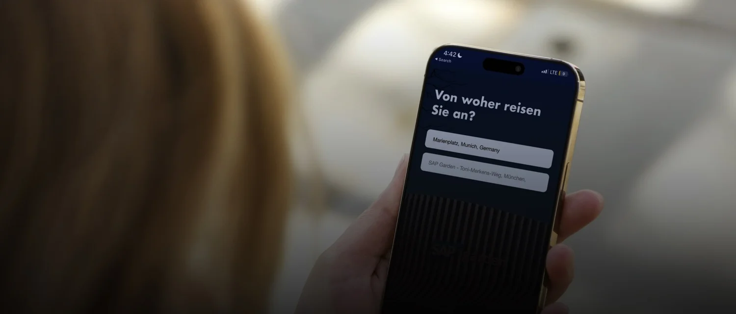 Fan entering their departure point in the app